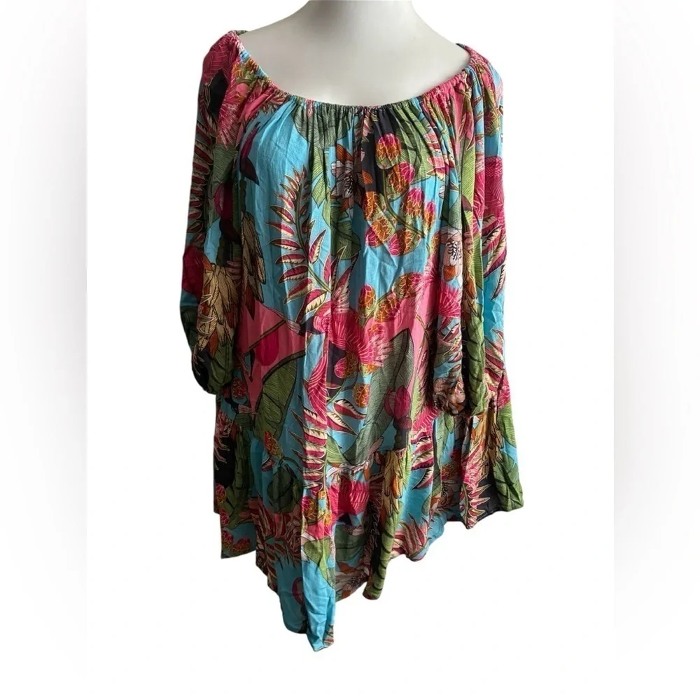 Rachel Roy Multi Print Swim Beach Cover Up Multi Color Overhead Dress M